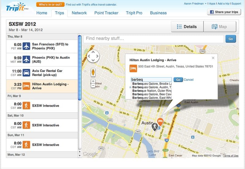 TripIt Screen