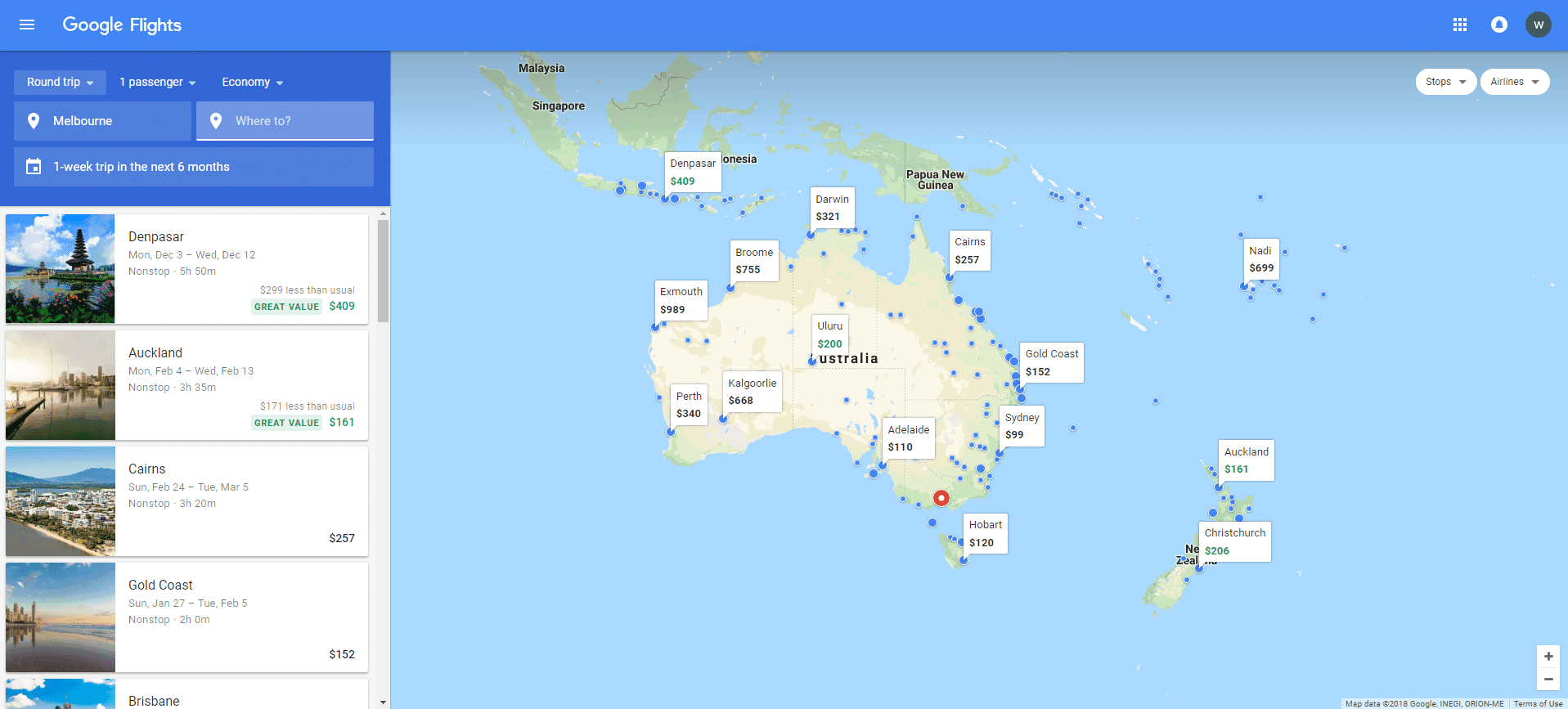 Google Flights- Discovering Destinations