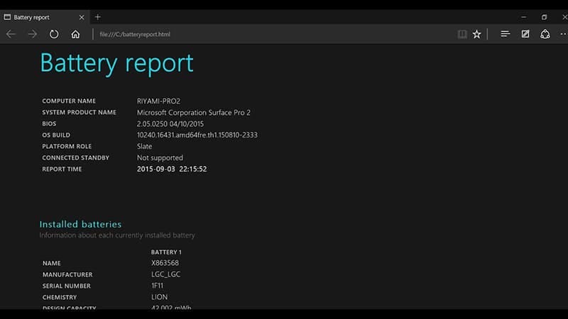 Powercfg Battery Report