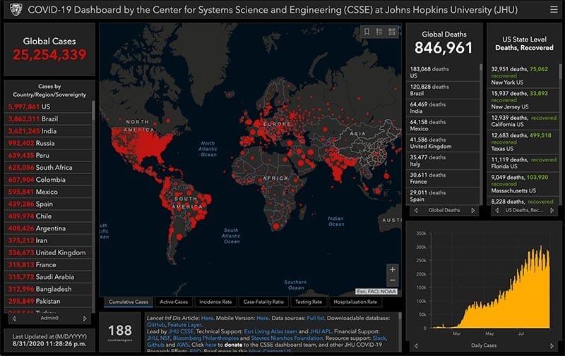 John Hopkins University map
