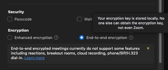 endtoend encrypted zoom meeting