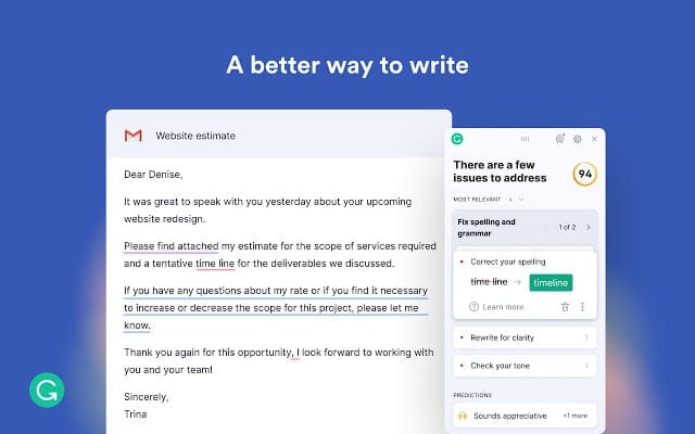 Grammarly Google Chrome Extension addon