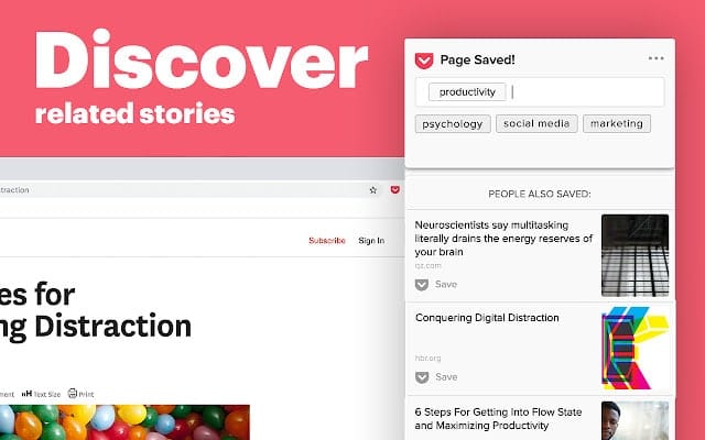 Pocket Google Chrome extension addon