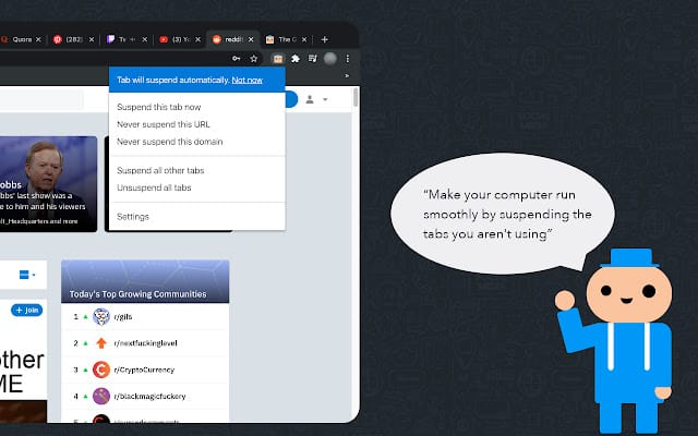The Great Suspender chrome extension addon