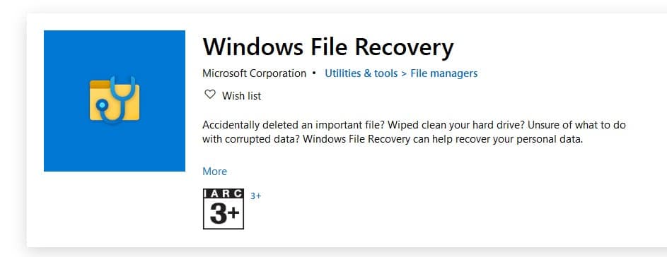 Microsoft Windows File Recovery