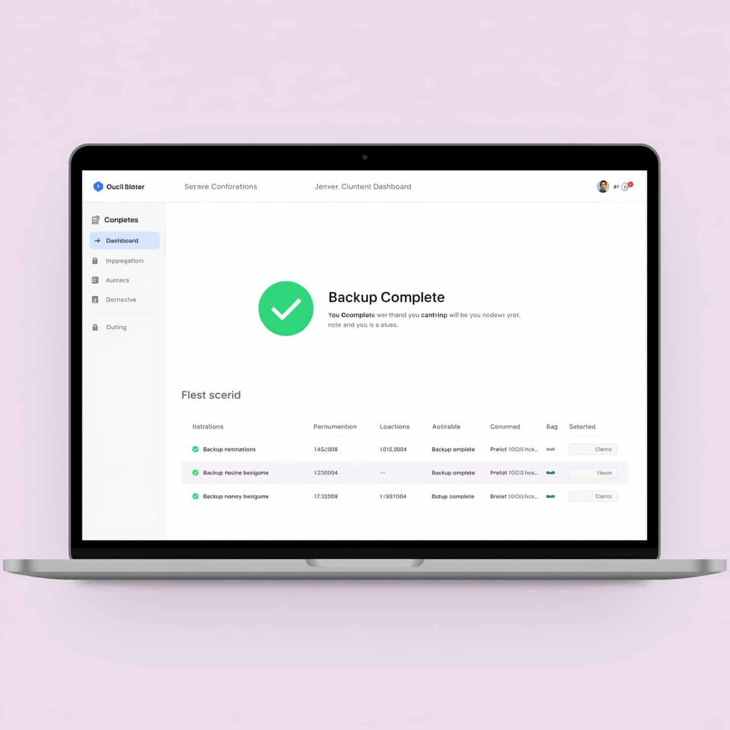 A simple and clean software dashboard showing a successfully completed automatic cloud backup, highlighting the ease of use