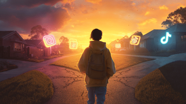 u6442924196 A symbolic scene showing the impact of social med 424b0811 f3ce 43b2 83ed 411e6ceee830 2