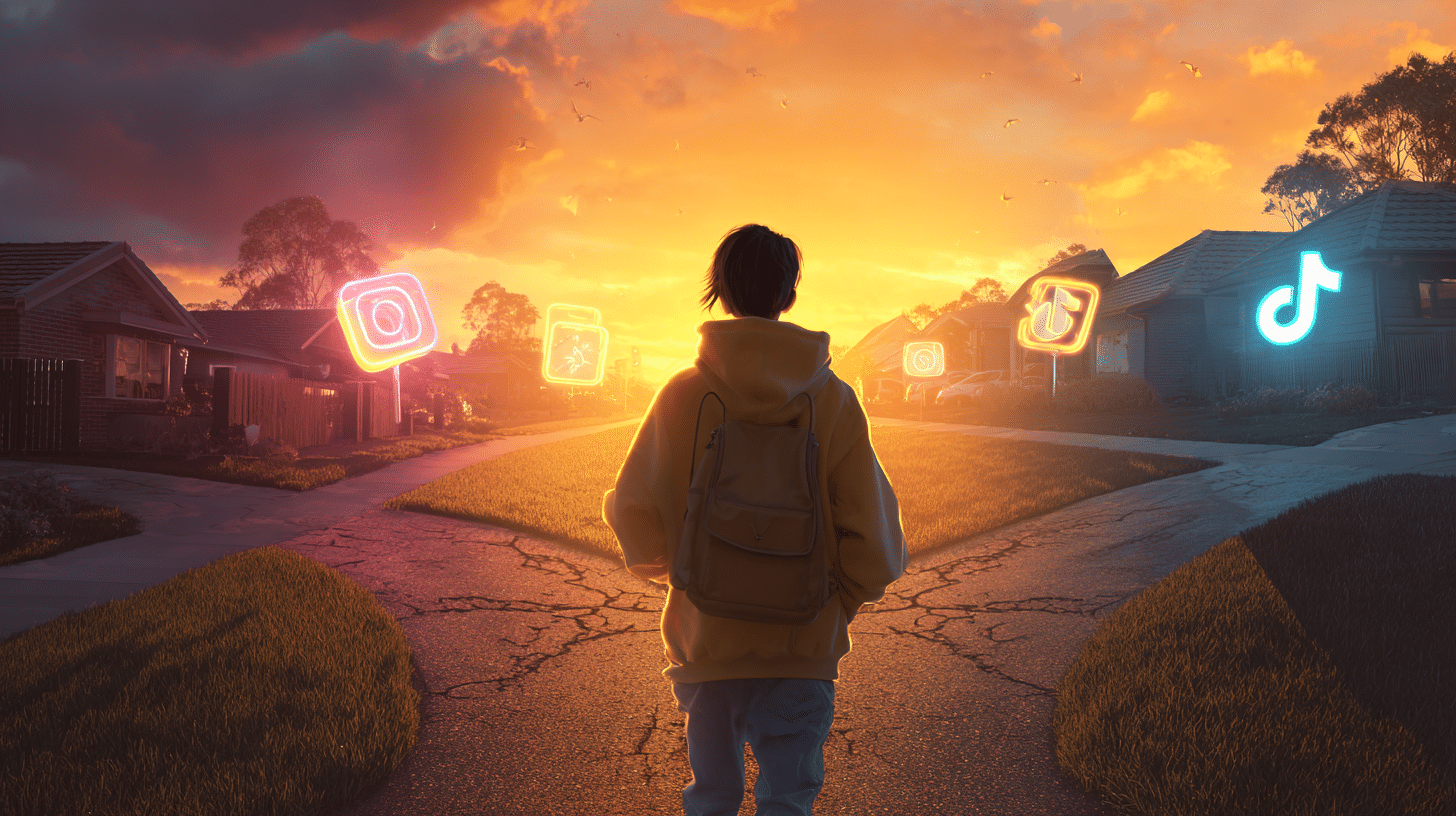 u6442924196 A symbolic scene showing the impact of social med 424b0811 f3ce 43b2 83ed 411e6ceee830 2